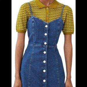 Zara Blue Denim Spaghetti Strap Dress
